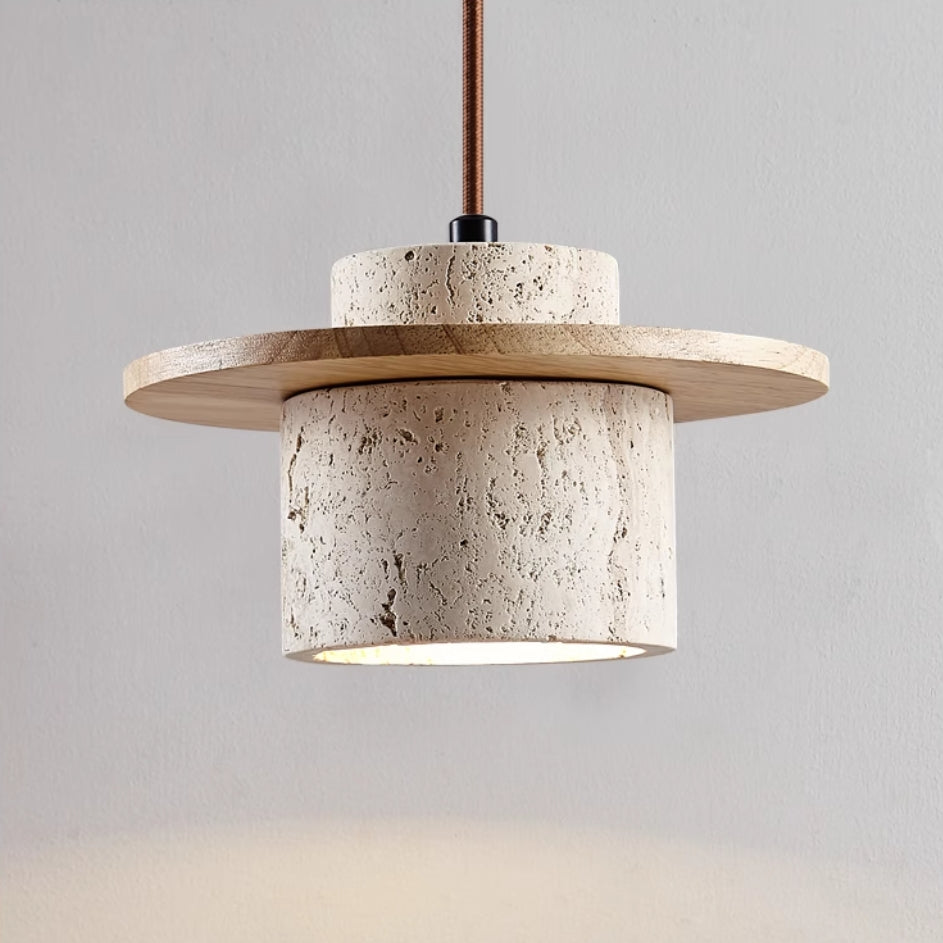 Suspension en Travertin | Design en Pierre Naturelle pour Îlot de Cuisine et Salle à Manger