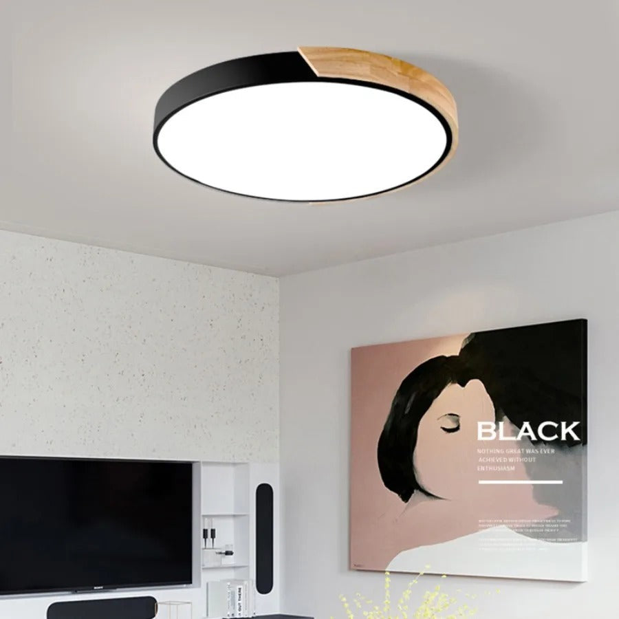 Applique de Plafond Circulaire en Bois Nordique pour Décoration Intérieure de Style Macaron & Éclairage Ambiant