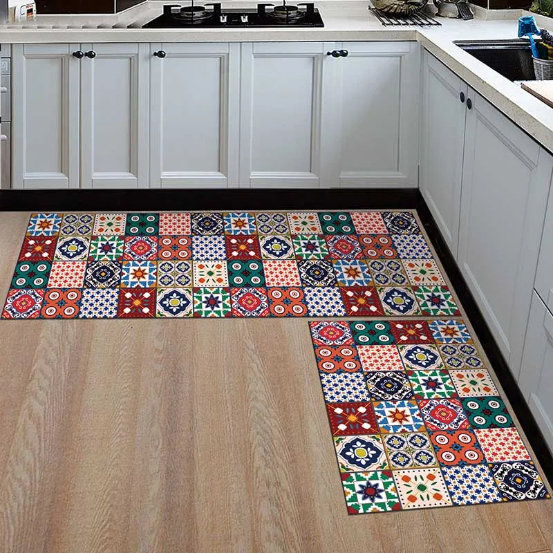 Tapis de Cuisine Antidérapant Moderne – Tapis de Zone à Imprimé Géométrique pour Salle de Bain, Balcon, Couloir et Espaces de Vie