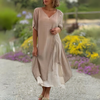 YLS | Robe d'été en lin pour femmes, robe élégante à col en V pour les journées chaudes