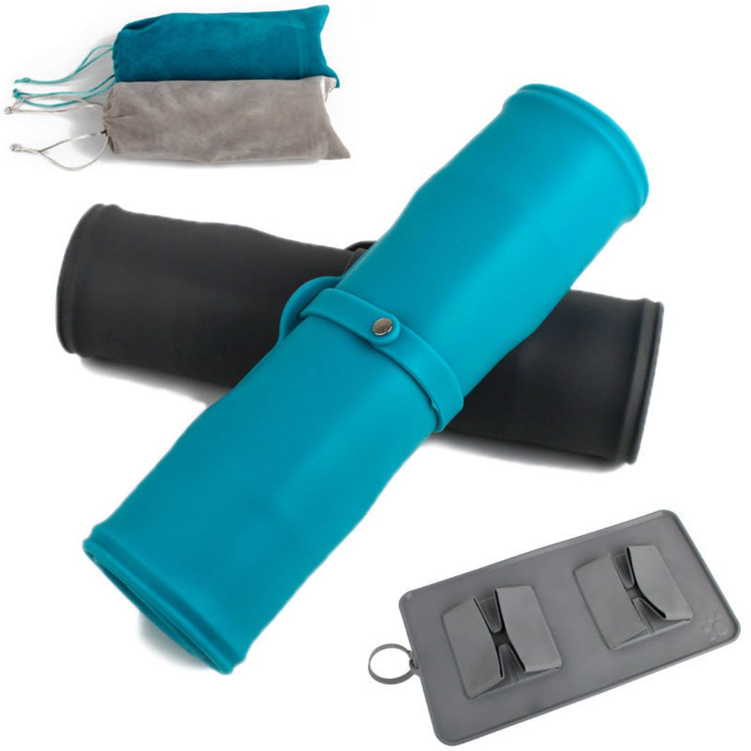Bol d'alimentation en silicone | Mangeoires doubles pour la nourriture et l'eau en vacances