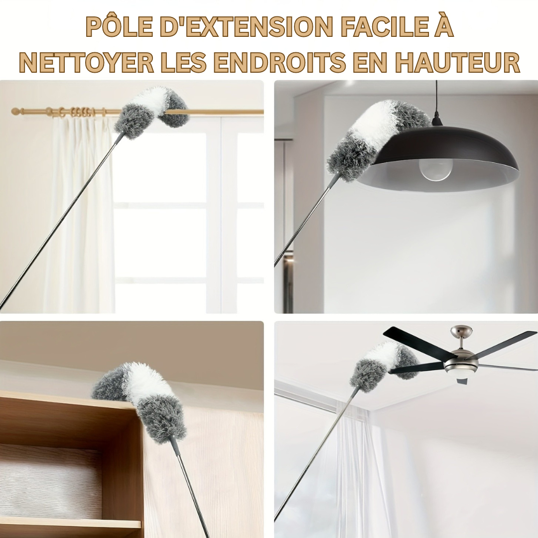LuxeDust Duster en Microfibre Télescopique | Nettoyez sans effort les espaces élevés avec un outil réutilisable et lavable pour un éclat ultime