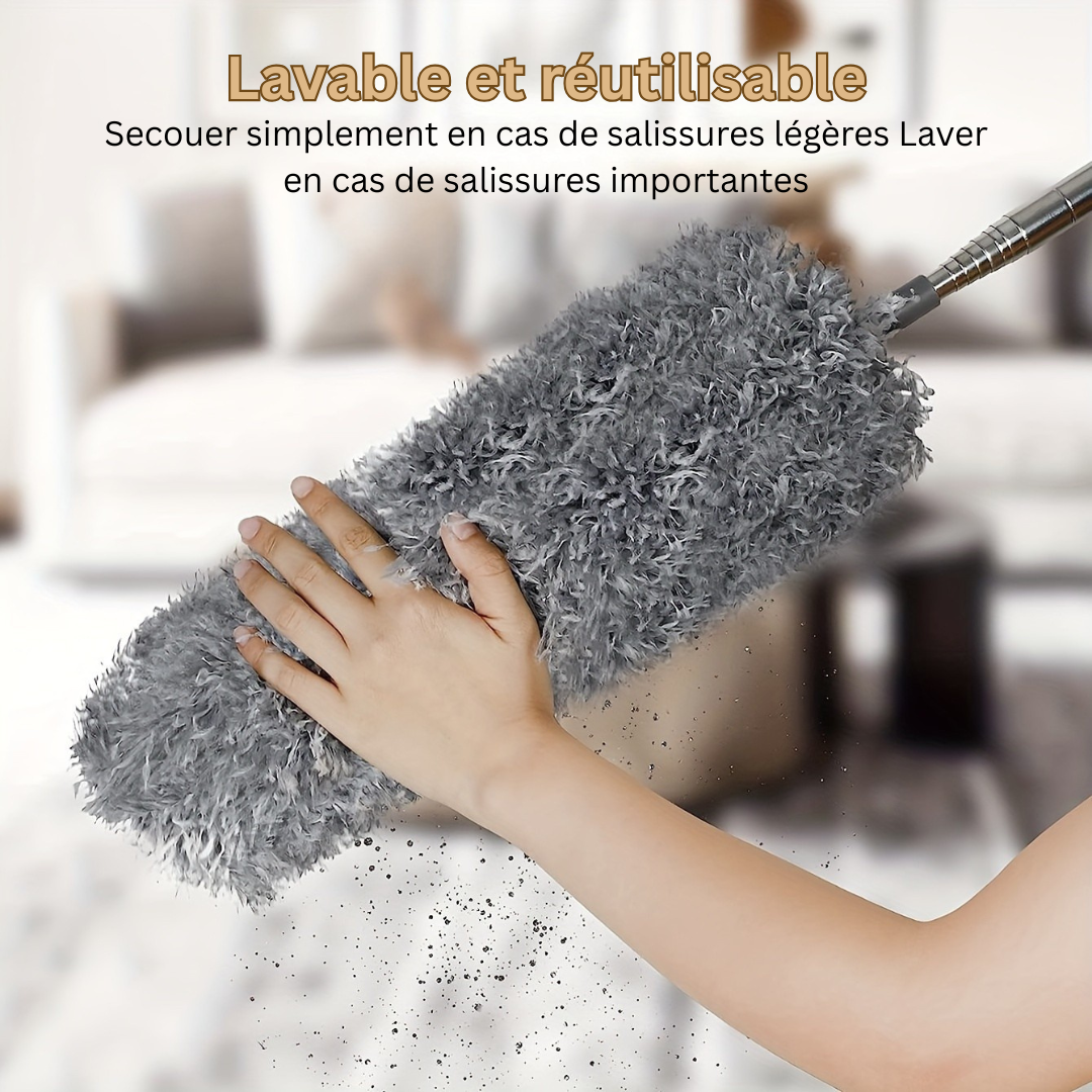 LuxeDust Duster en Microfibre Télescopique | Nettoyez sans effort les espaces élevés avec un outil réutilisable et lavable pour un éclat ultime