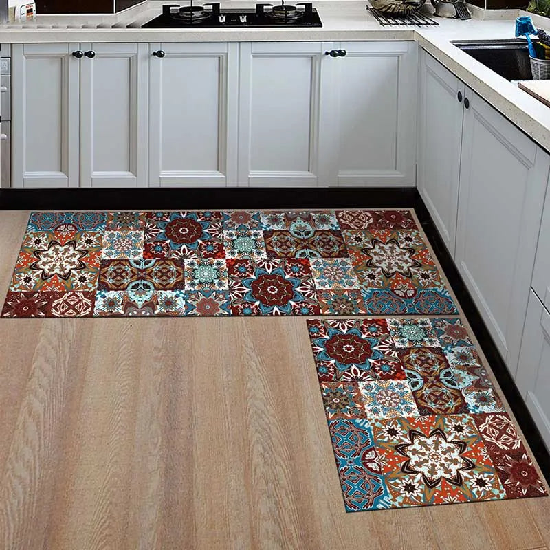 Tapis de Cuisine Antidérapant Moderne – Tapis de Sol à Imprimé Géométrique pour Salle de Bain, Balcon, Couloir et Espaces de Vie