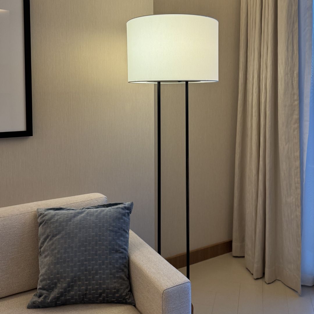 Solaro Lampe sur Pied Noire – Lampe Moderne avec Fonction Dimmable et Lumière LED Chaude