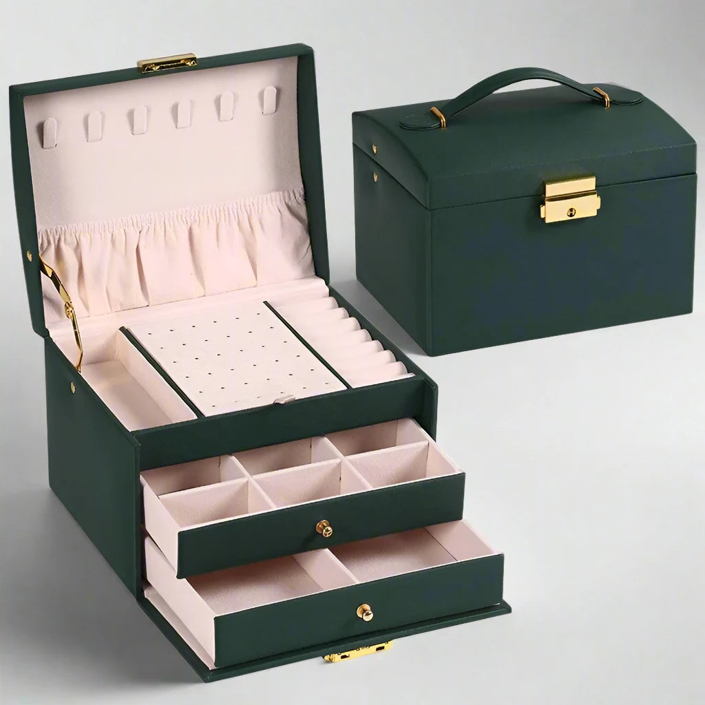 Boîte à bijoux avec 3 tiroirs et intérieur en velours luxueux – Amylin