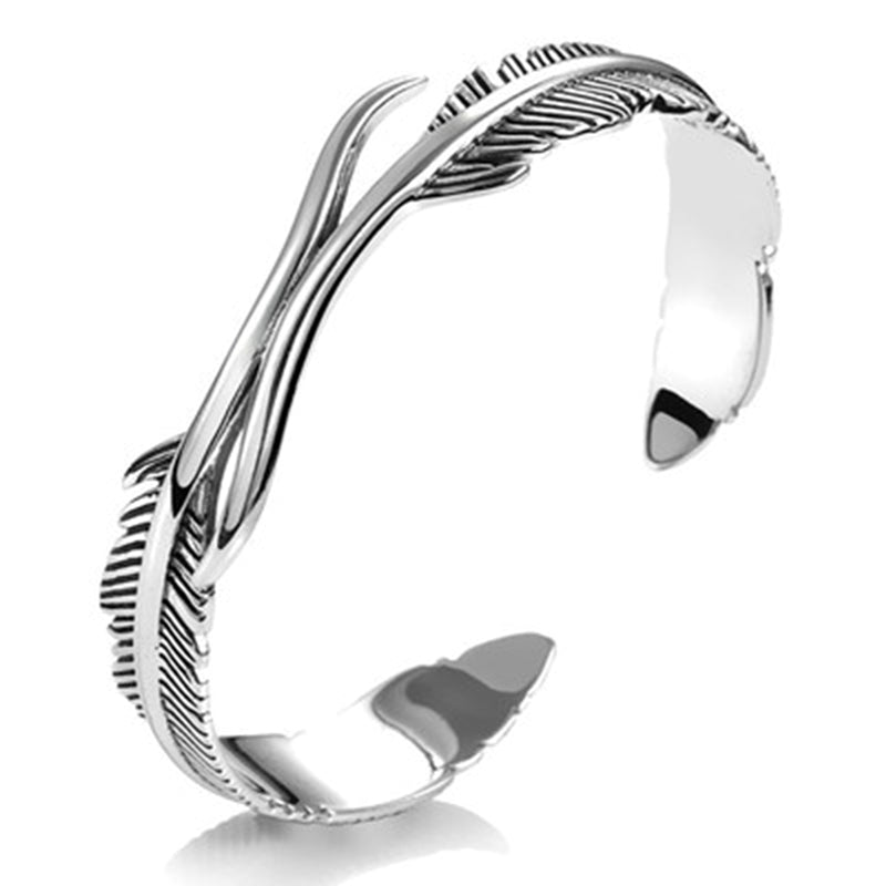 Bracelet ajustable avec plumes argentées