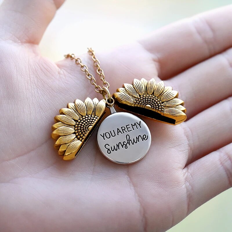 Tu es mon rayon de soleil Médaillon tournesol collier