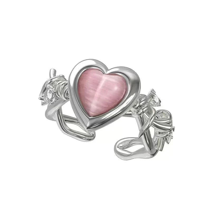 Bague cœur antioxydante ajustable