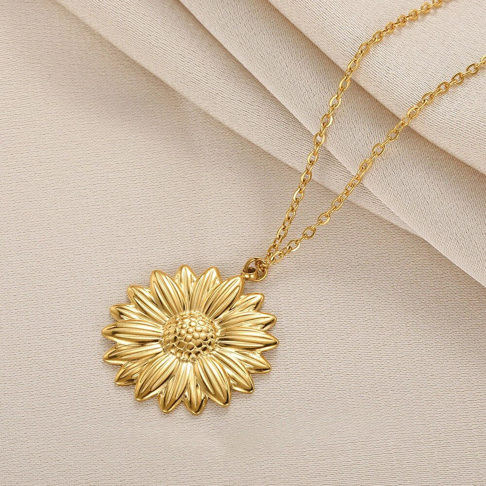 Tu es mon rayon de soleil Médaillon tournesol collier