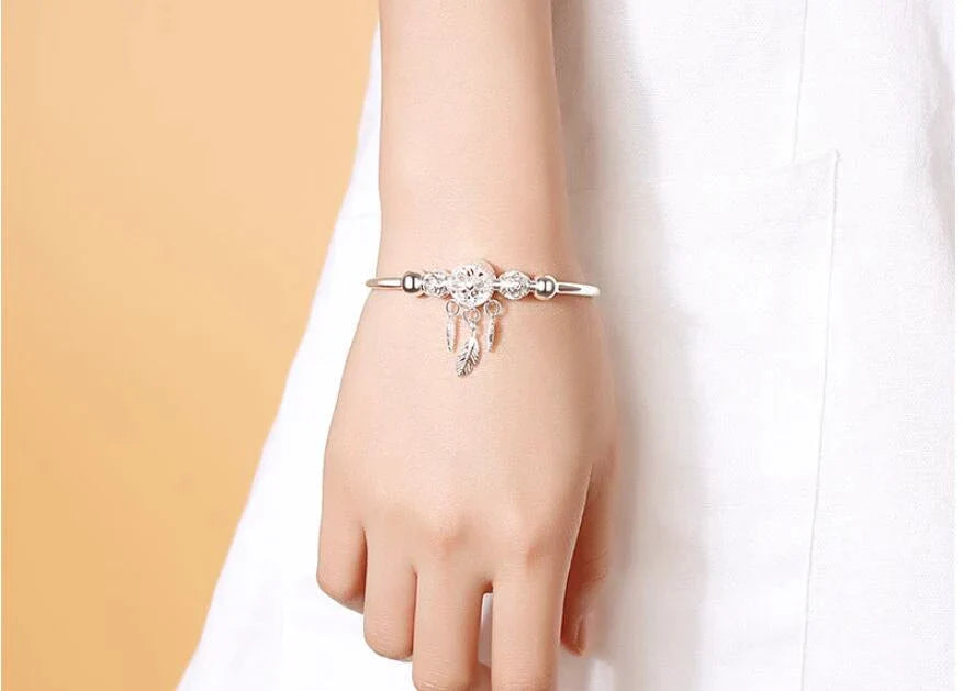 Bracelet attrape-rêves en argent