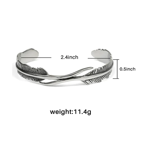 Bracelet ajustable avec plumes argentées