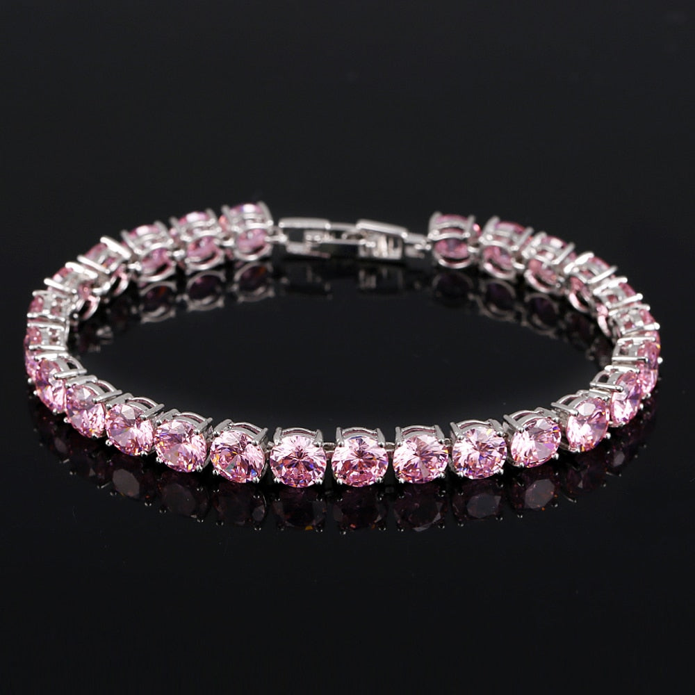 Bracelet de tennis avec cœur en cristal