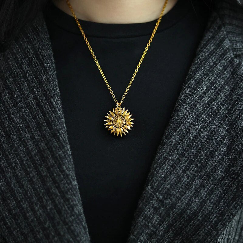 Tu es mon rayon de soleil Médaillon tournesol collier