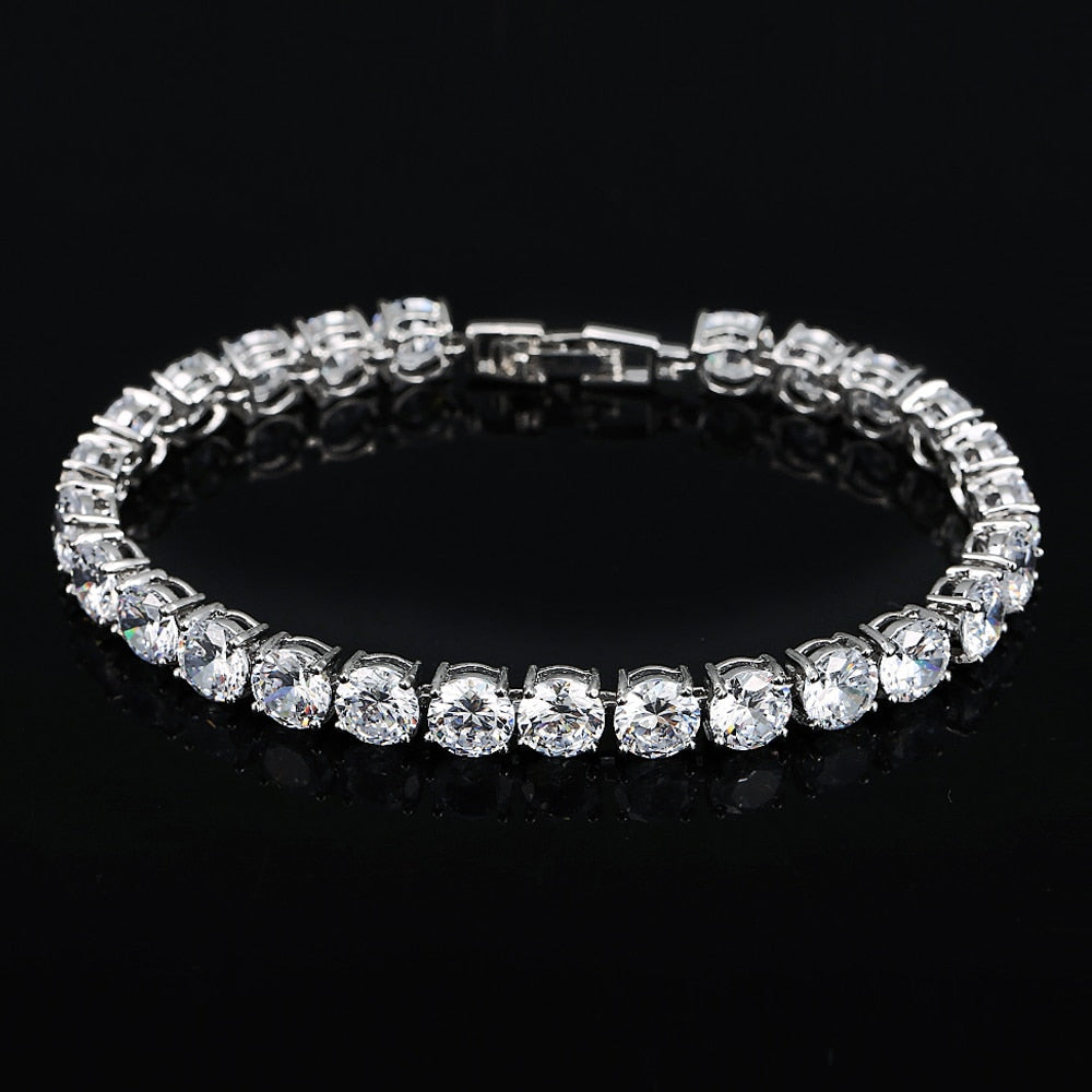 Bracelet de tennis avec cœur en cristal