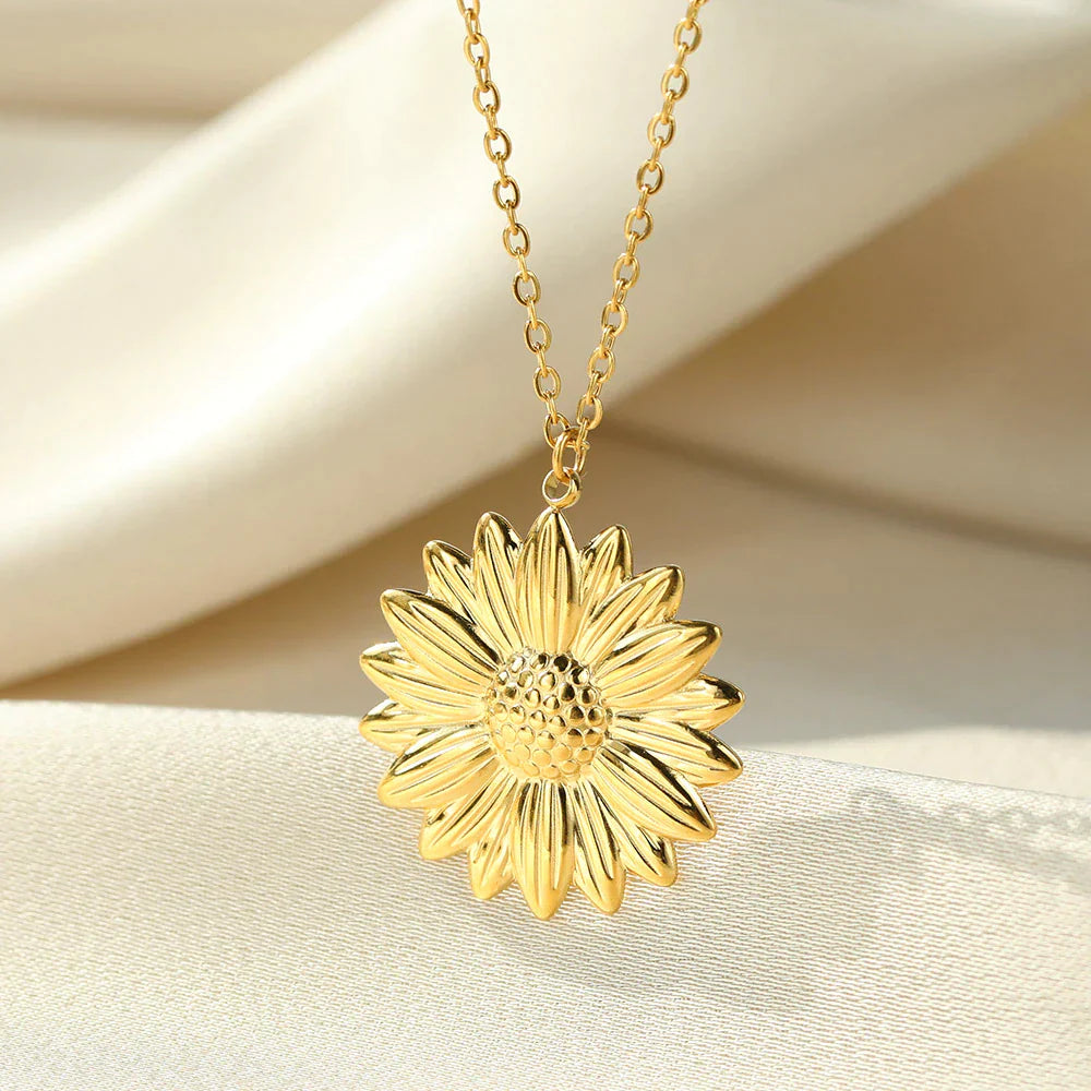 Tu es mon rayon de soleil Médaillon tournesol collier