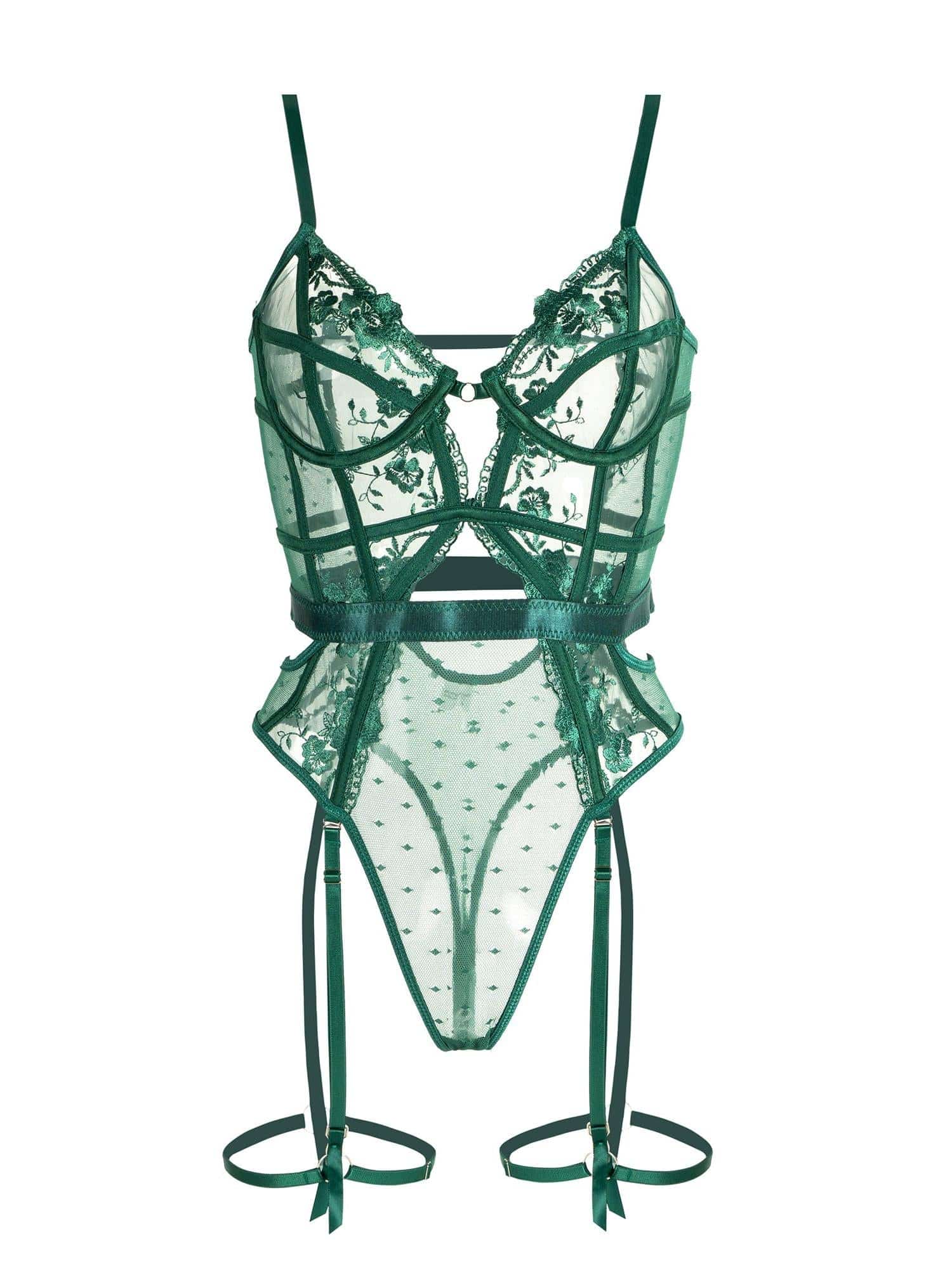 Body en Dentelle Verte avec Armatures