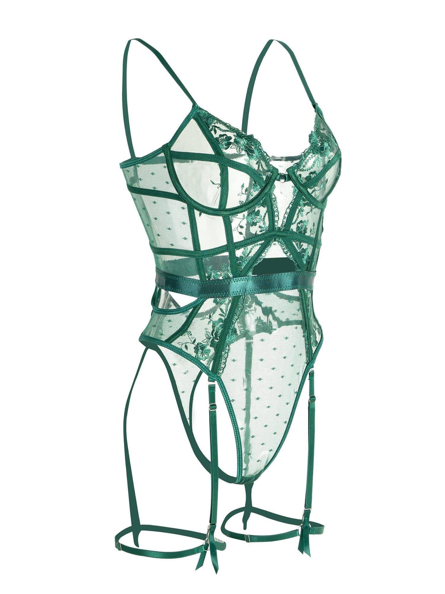 Body en Dentelle Verte avec Armatures