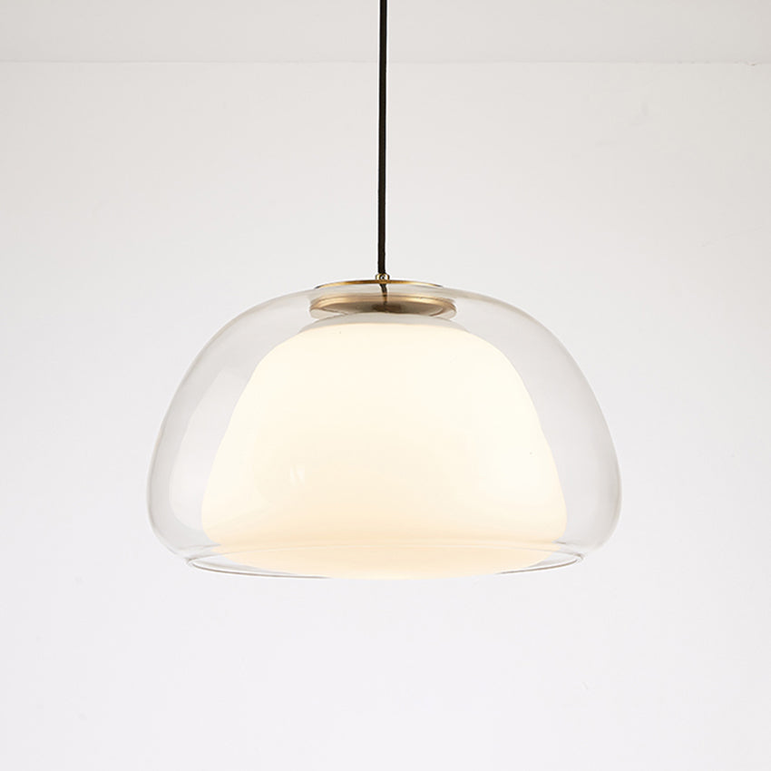 Lustre en Gelée Moderne – Abat-jour en Verre Blanc Élégant avec Longueur Suspendue Ajustable
