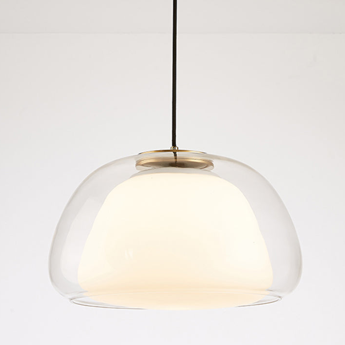 Lustre en Gelée Moderne – Abat-jour en Verre Blanc Élégant avec Longueur Suspendue Ajustable