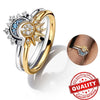 Bague en cristal argenté lune-soleil scintillante