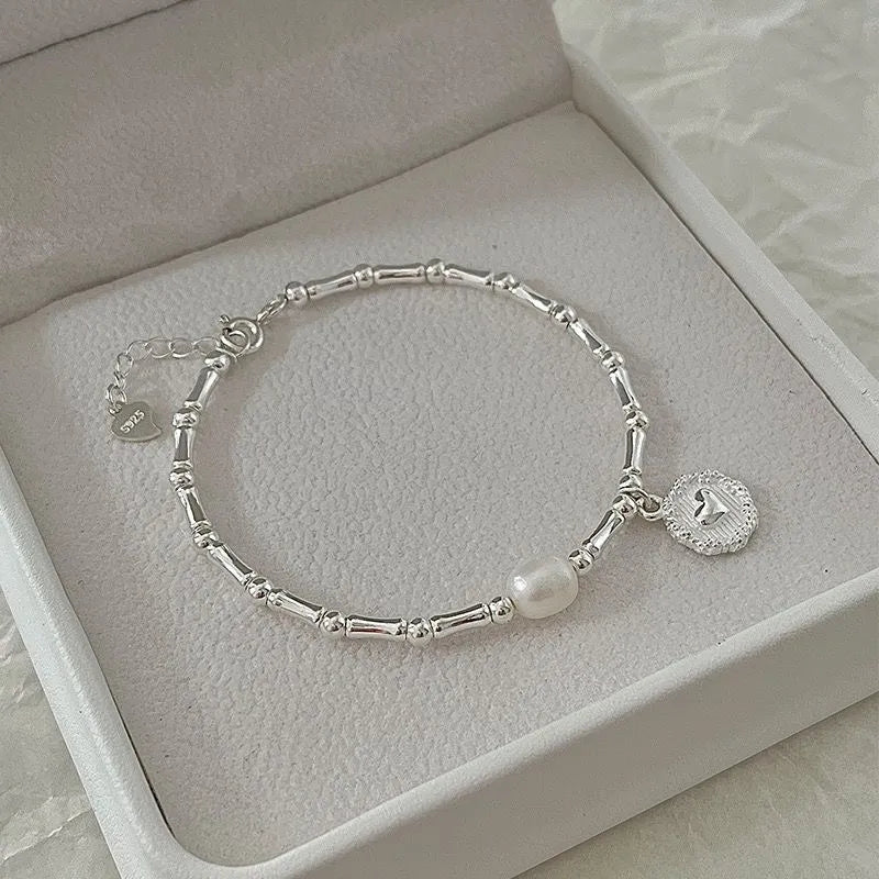 Bracelet en perles de bambou en argent sterling
