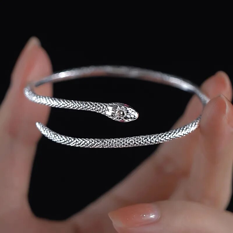 Bracelet en argent serpent ajustable