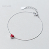 Bracelet ajustable en argent sterling 925 avec charme en forme de cœur rouge