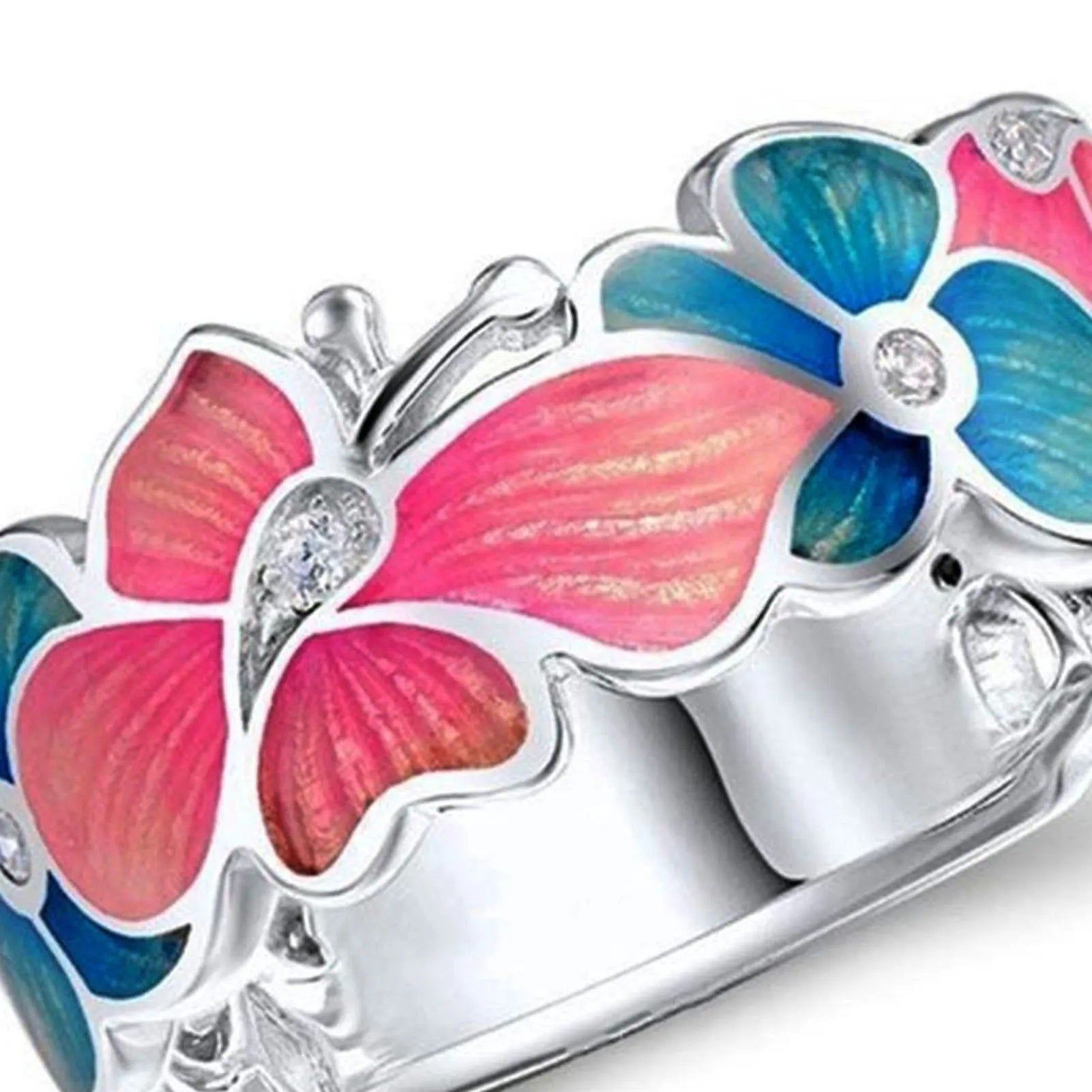 Bague Papillon en Émail Exquise
