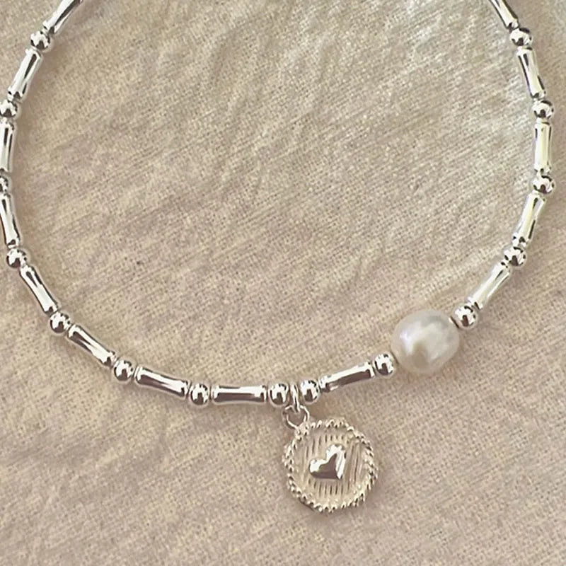 Bracelet en perles de bambou en argent sterling