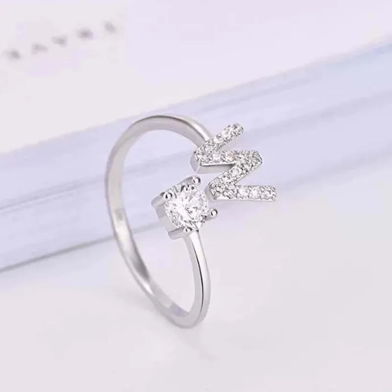 Bague en Argent avec Strass Alphabet