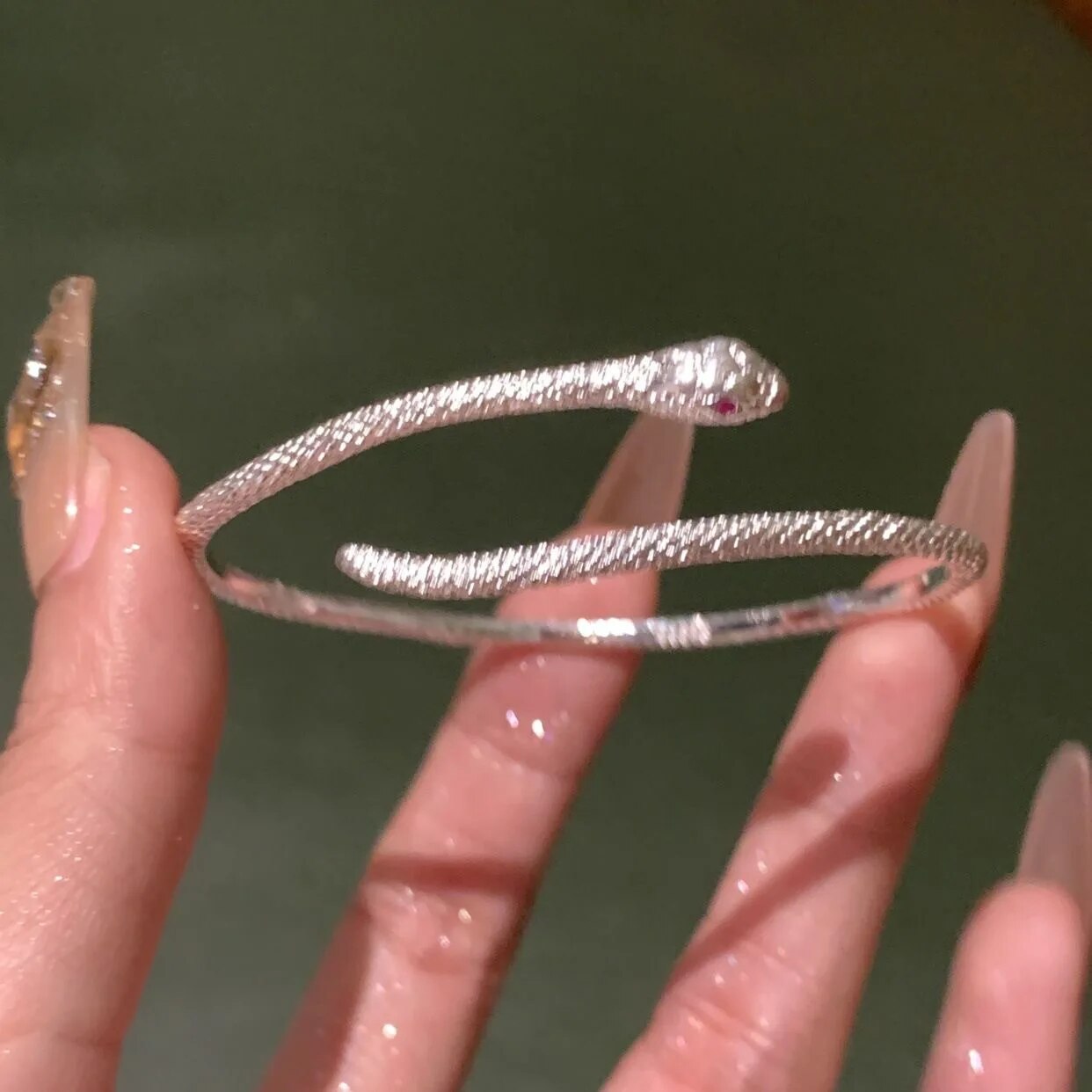 Bracelet en argent serpent ajustable