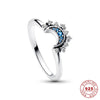 Bague en cristal argenté lune-soleil scintillante