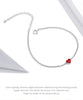 Bracelet ajustable en argent sterling 925 avec charme en forme de cœur rouge