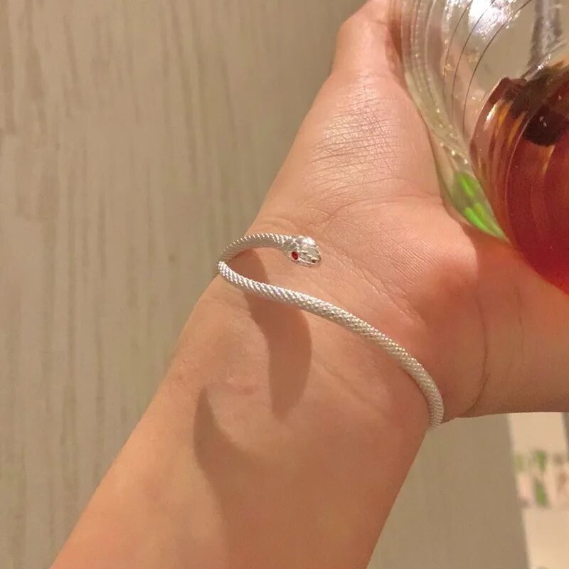 Bracelet en argent serpent ajustable