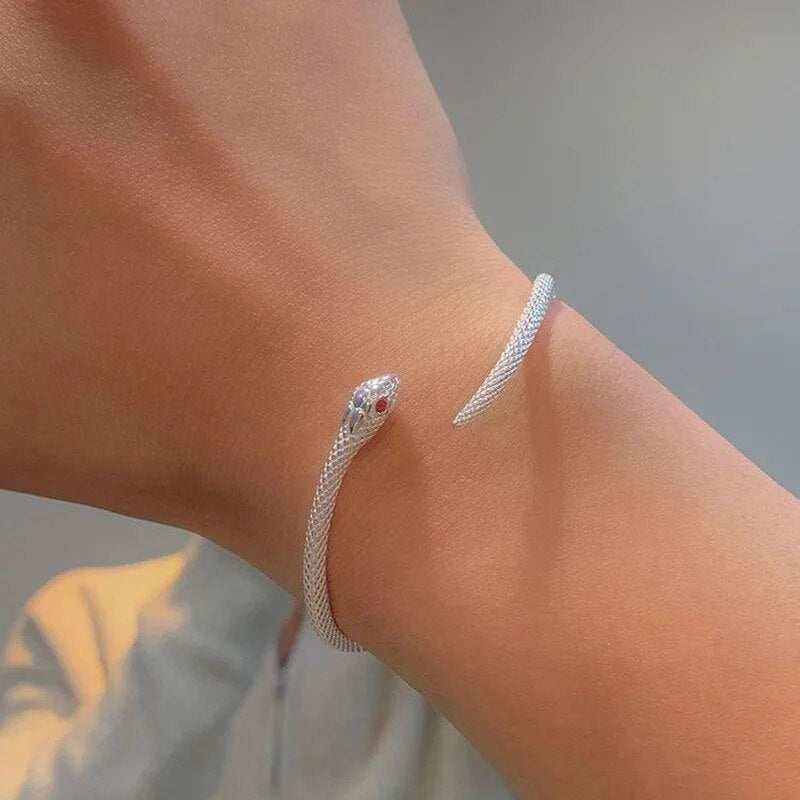 Bracelet en argent serpent ajustable