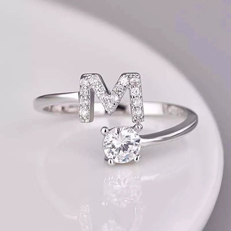 Bague en Argent avec Strass Alphabet