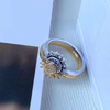 Bague en cristal argenté lune-soleil scintillante