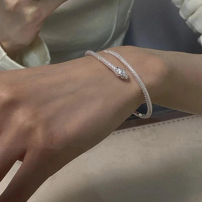 Bracelet en argent serpent ajustable