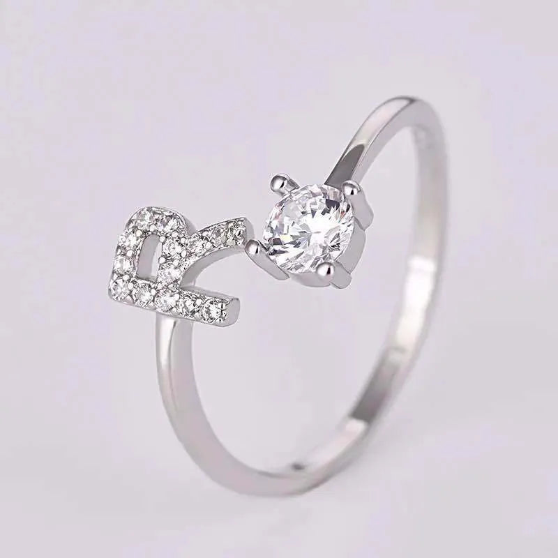 Bague en Argent avec Strass Alphabet