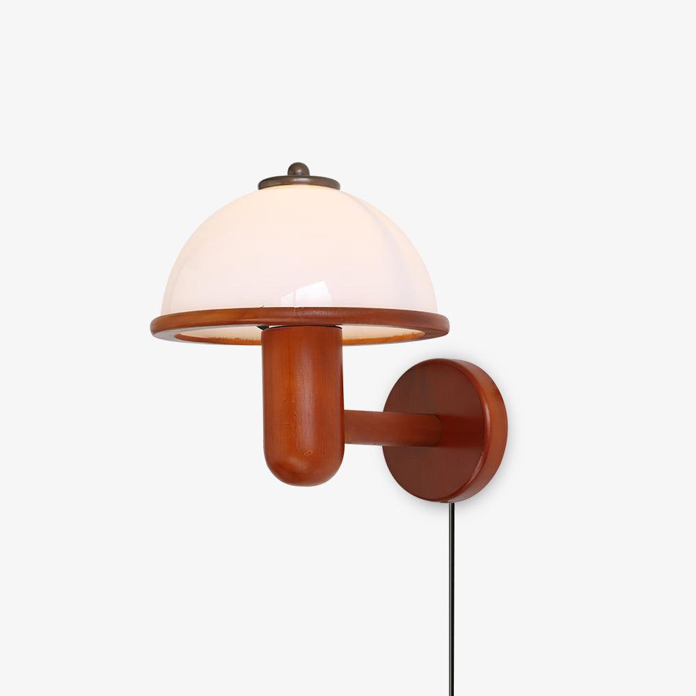 Applique Murale en Bois Champignon – Finition Chêne Élégante avec Douce Lumière LED