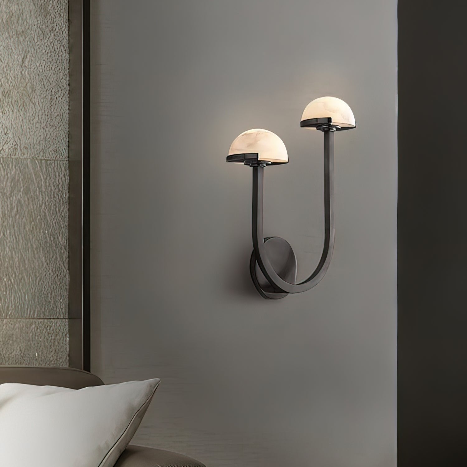 Applique Murale Champignon en Albâtre – Design en Pierre Naturelle Élégant avec Éclat LED Chaleureux