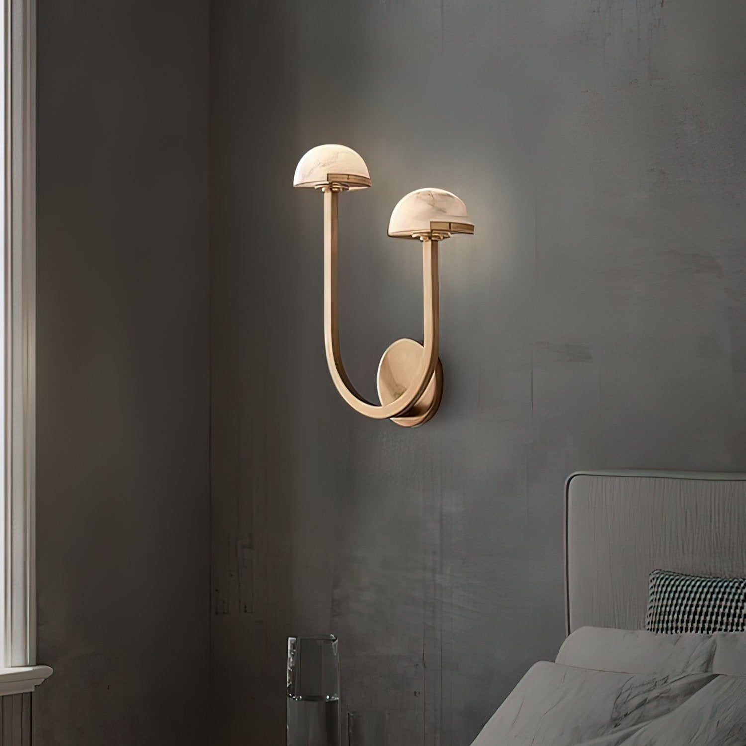 Applique Murale Champignon en Albâtre – Design en Pierre Naturelle Élégant avec Éclat LED Chaleureux