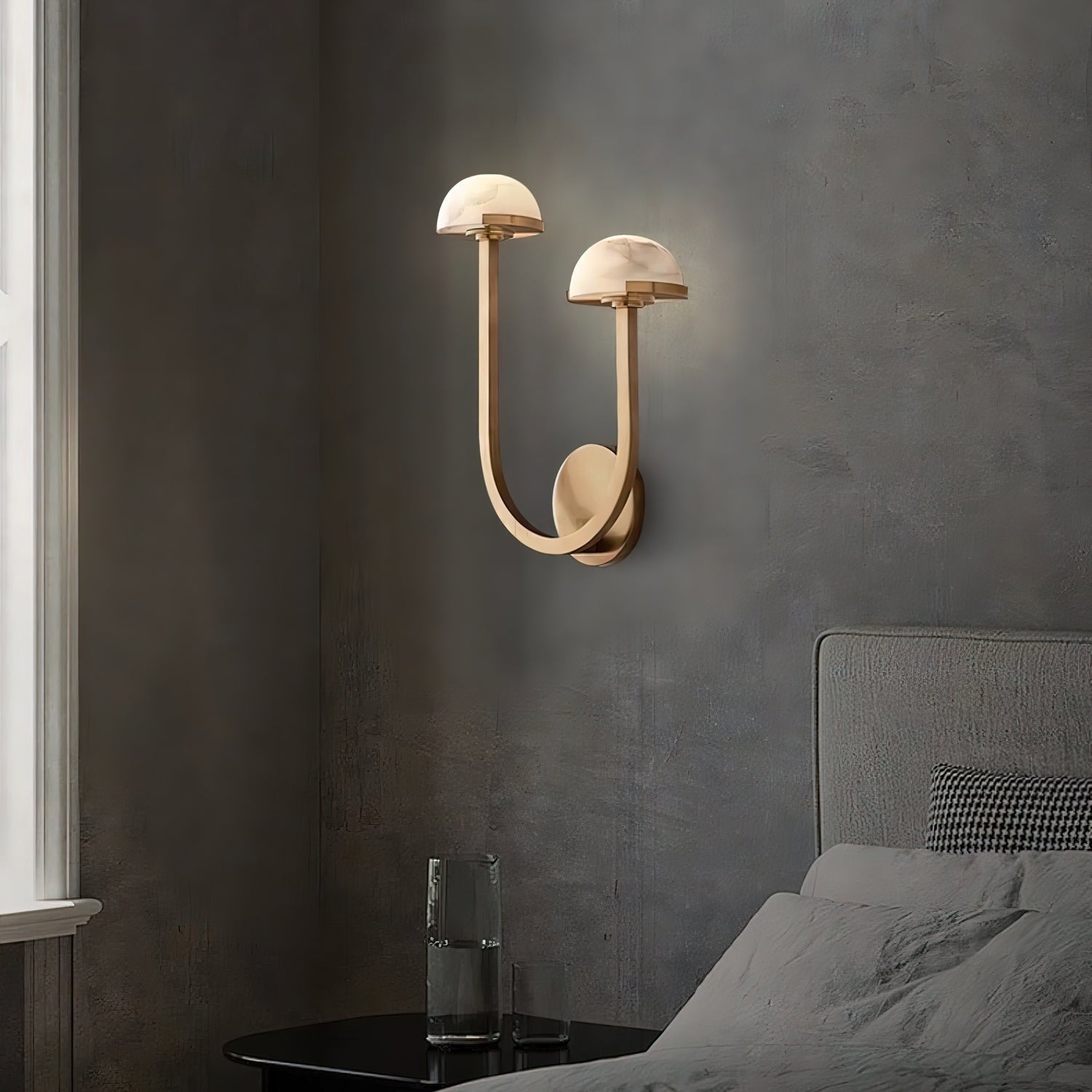 Applique Murale Champignon en Albâtre – Design en Pierre Naturelle Élégant avec Éclat LED Chaleureux