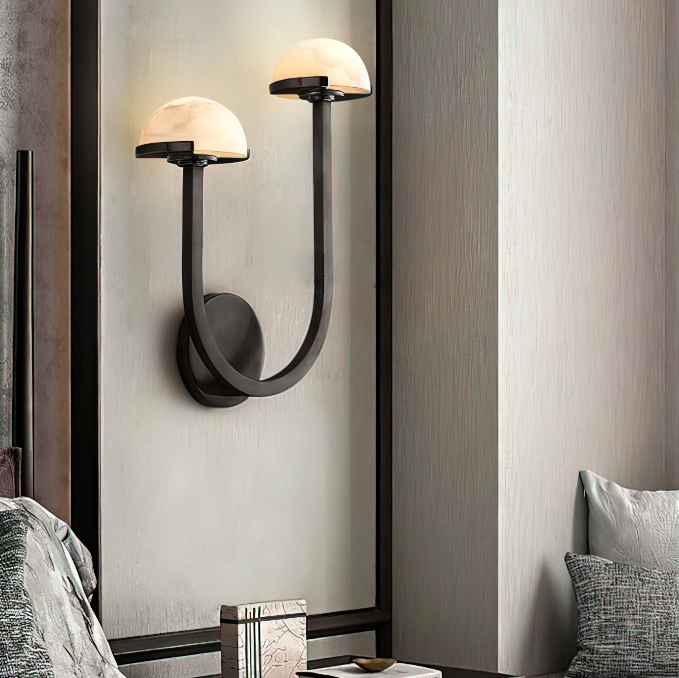Applique Murale Champignon en Albâtre – Design en Pierre Naturelle Élégant avec Éclat LED Chaleureux