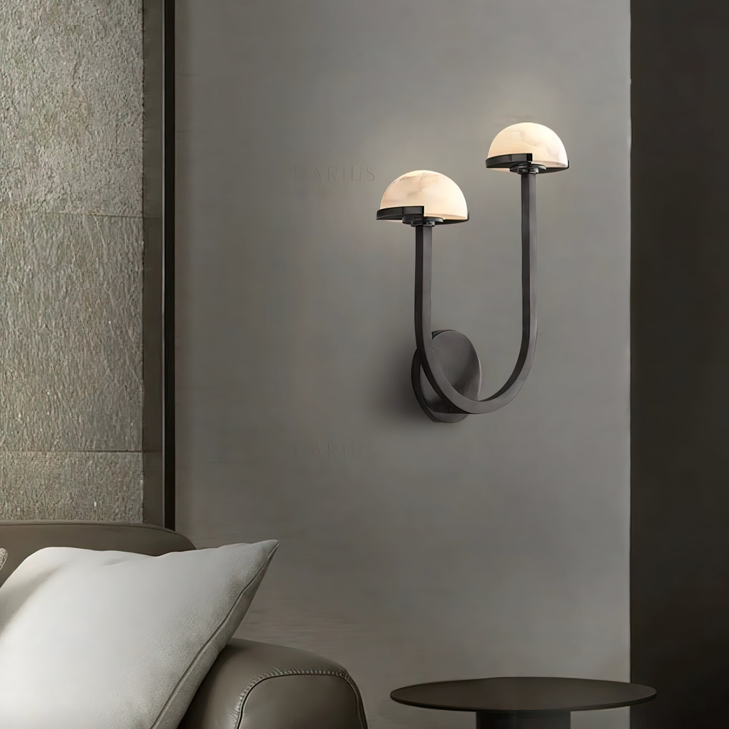 Applique Murale Champignon en Albâtre – Design en Pierre Naturelle Élégant avec Éclat LED Chaleureux