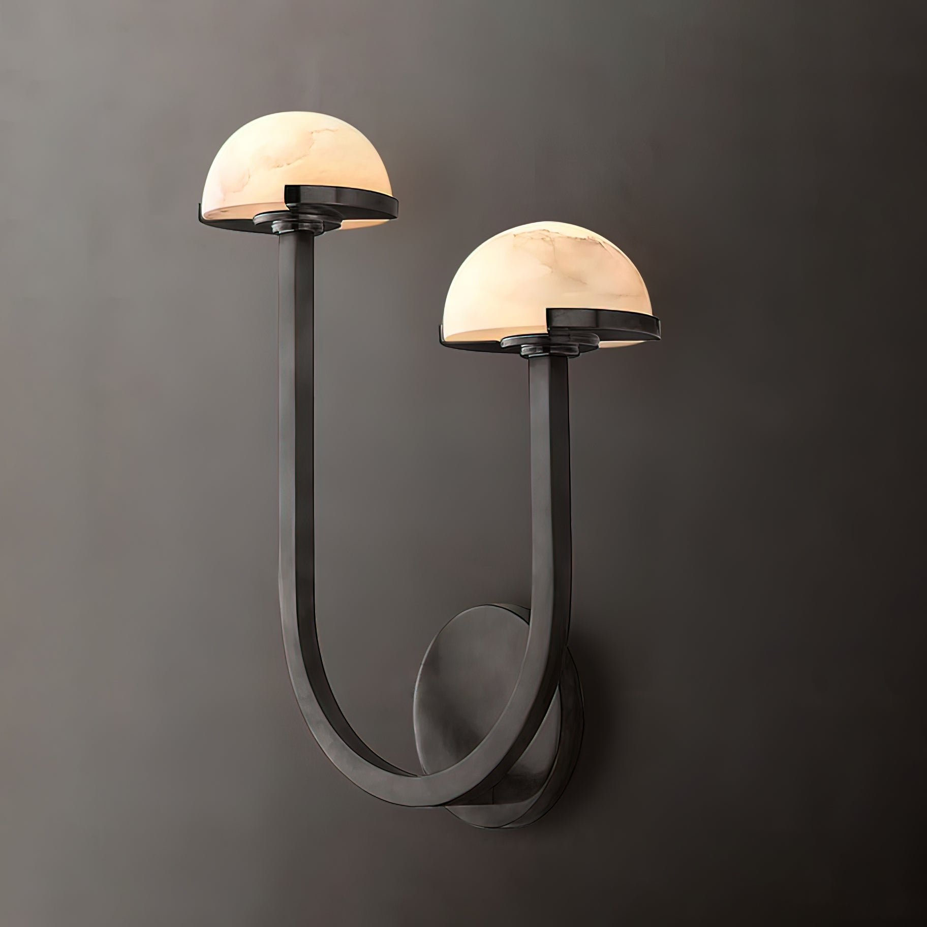 Applique Murale Champignon en Albâtre – Design en Pierre Naturelle Élégant avec Éclat LED Chaleureux