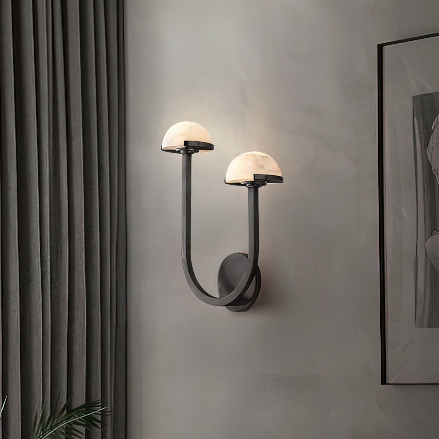 Applique Murale Champignon en Albâtre – Design en Pierre Naturelle Élégant avec Éclat LED Chaleureux