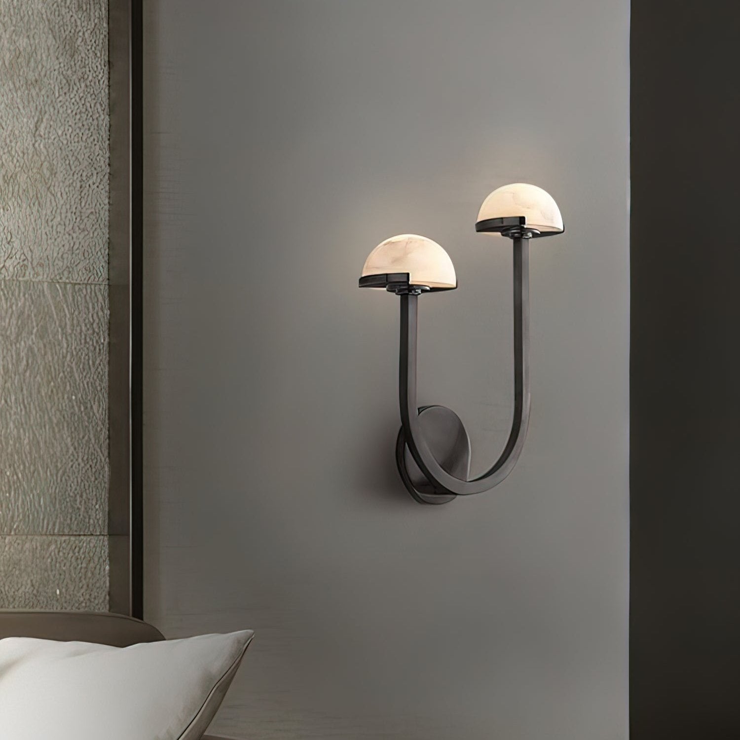 Applique Murale Champignon en Albâtre – Design en Pierre Naturelle Élégant avec Éclat LED Chaleureux