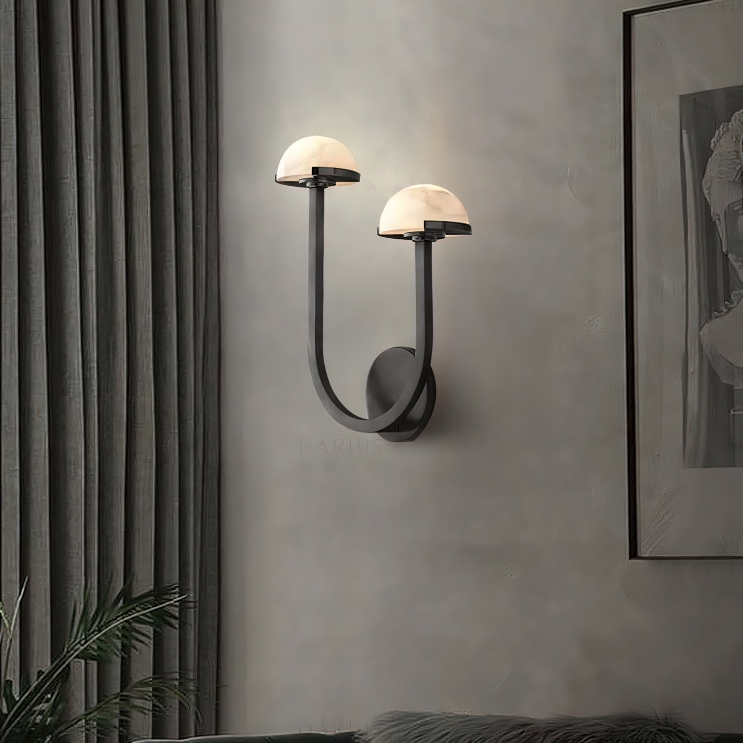 Applique Murale Champignon en Albâtre – Design en Pierre Naturelle Élégant avec Éclat LED Chaleureux